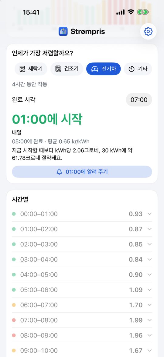 가장 저렴한 시간 찾기
